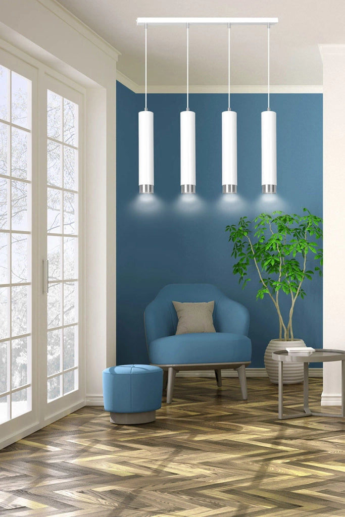 Lampadario Emibig Kibo metallo bianco/cromo 4xGU10 regolabile