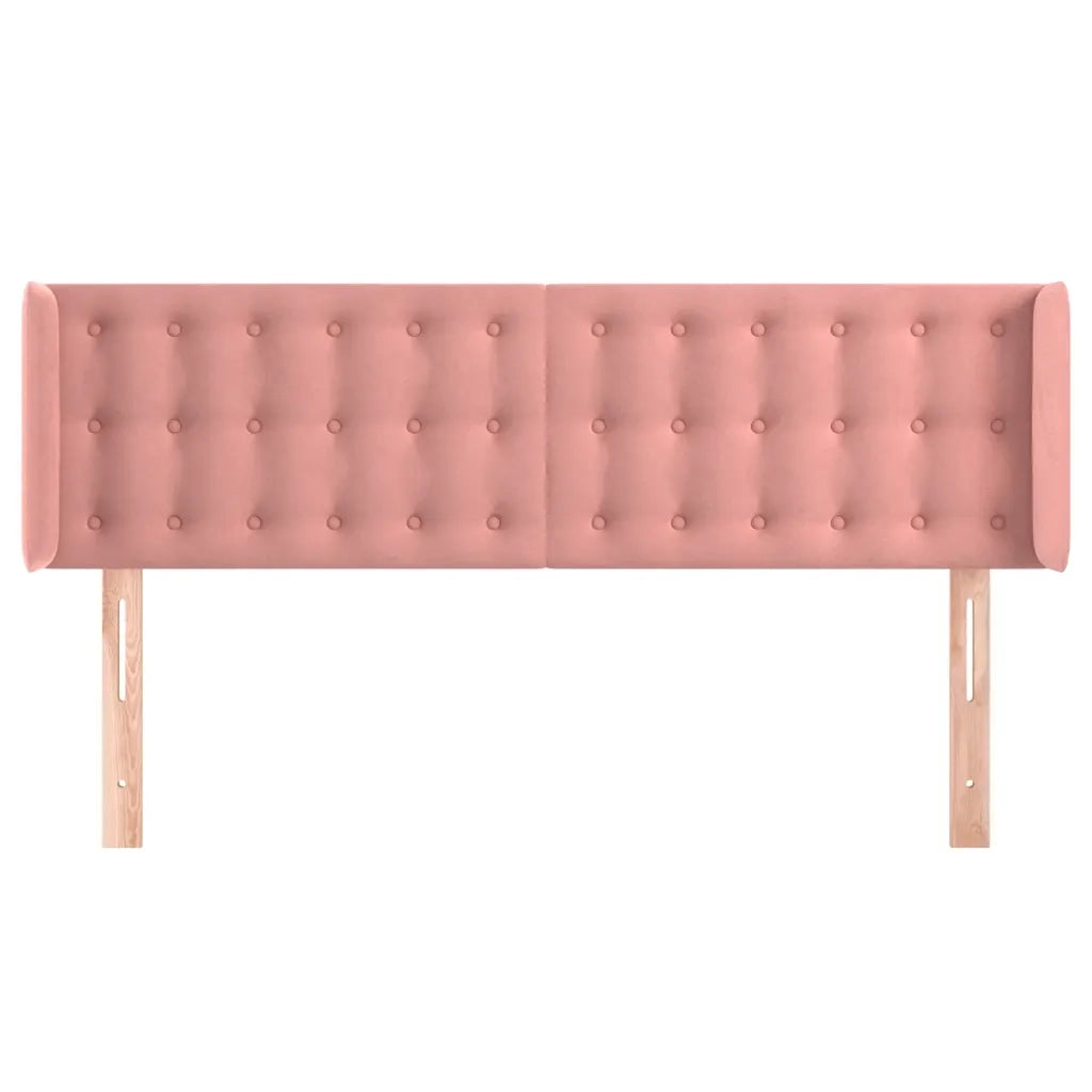 Testiera ad Orecchio Rosa 147x16x78/88 cm in Velluto 3119255