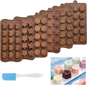 Forme di cioccolato - Set di 6 forme di cioccolato in silicone, 3D, varietà di forme antiaderenti, fiori, forme per biscotti, cottura di cioccolato, gelato e cubetti di ghiaccio.