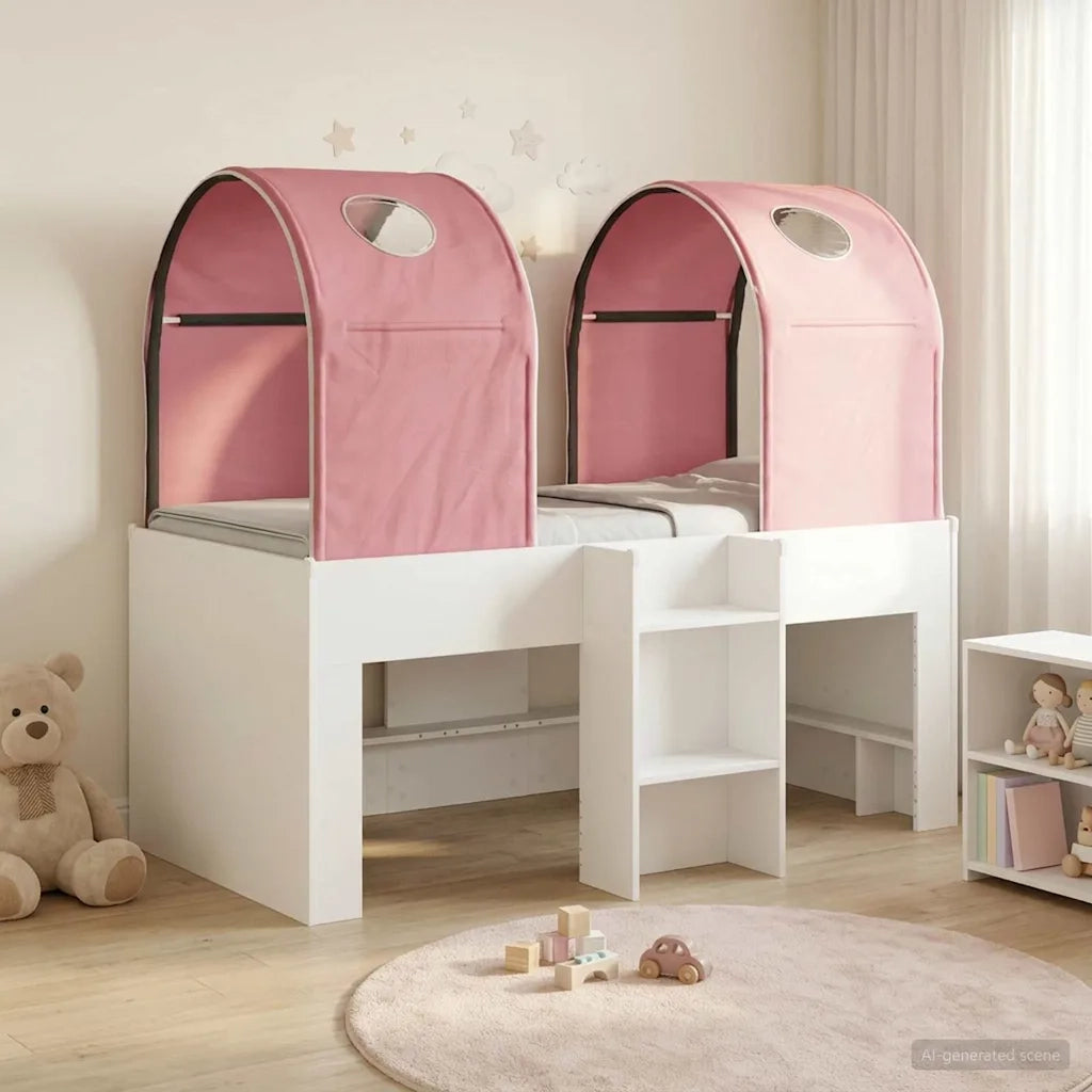 Letto con Tunnel 4 pcs Bianco e Rosa Legno ingegnerizzato 3423488