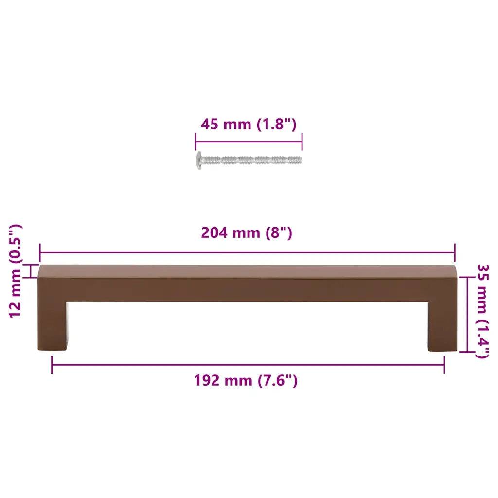 Maniglie per Mobili 5pz Bronzo 192mm in Acciaio Inox
