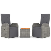 Set di mobili da giardino mobili da esterno Set di mobili da 3 pezzi in polyrattan grigio e acacia 02_0014202