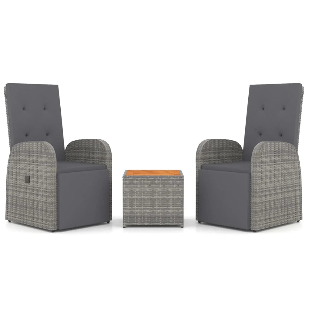 Set di mobili da giardino mobili da esterno Set di mobili da 3 pezzi in polyrattan grigio e acacia 02_0014202