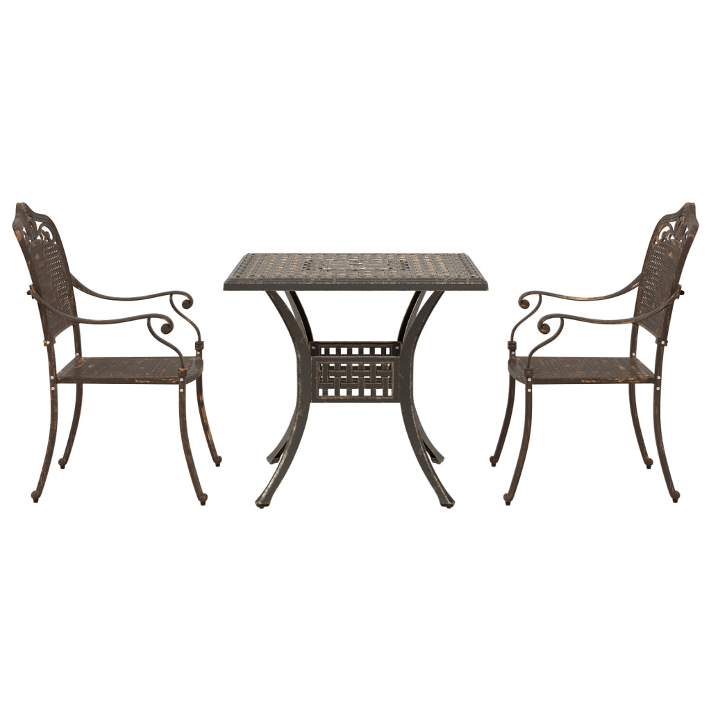 Set da Giardino Bistro 3 Pezzi in Alluminio pressofuso Color Bronzo