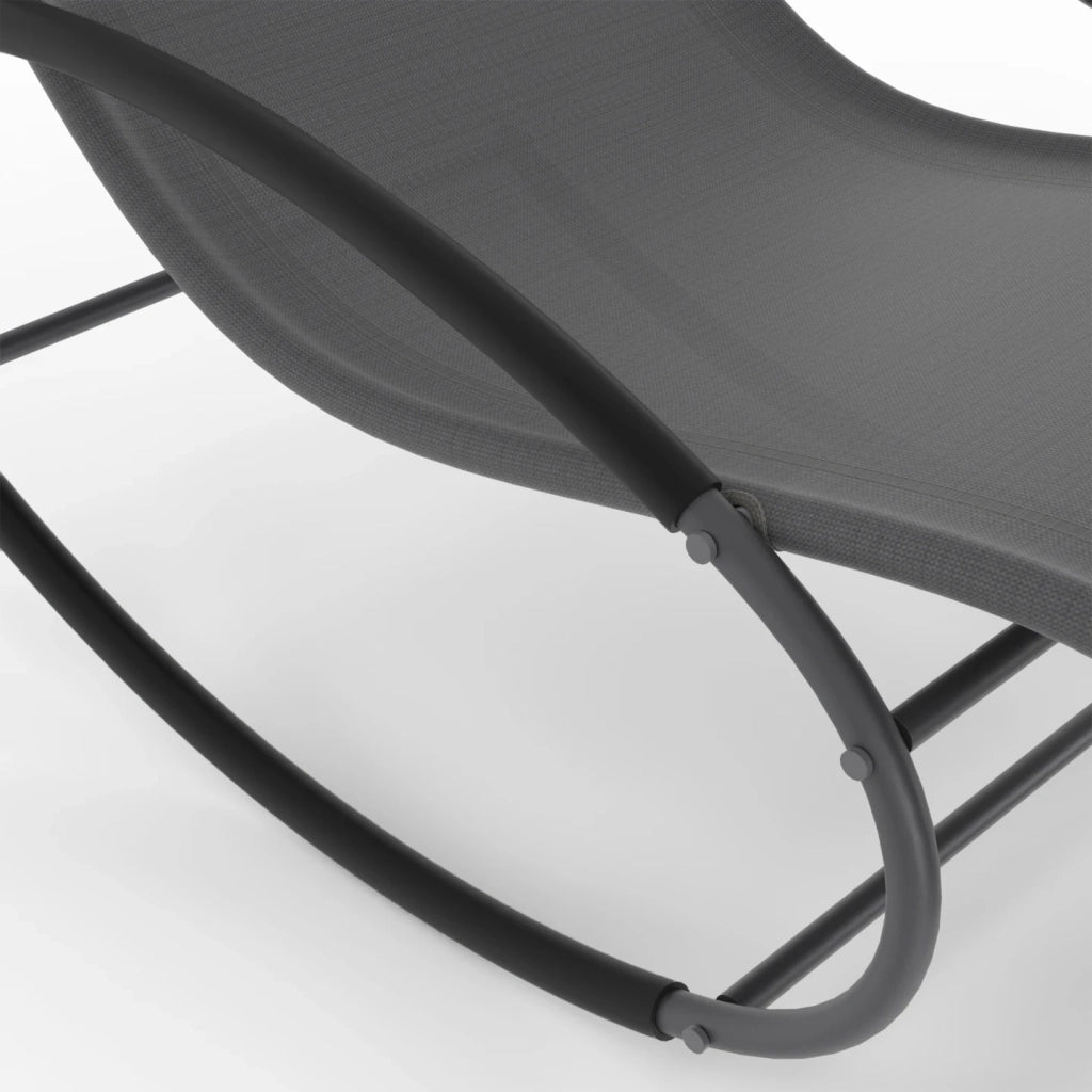 IDMarket - Set di 2 sedie a dondolo da giardino MALAWI in tela grigia e grigio antracite