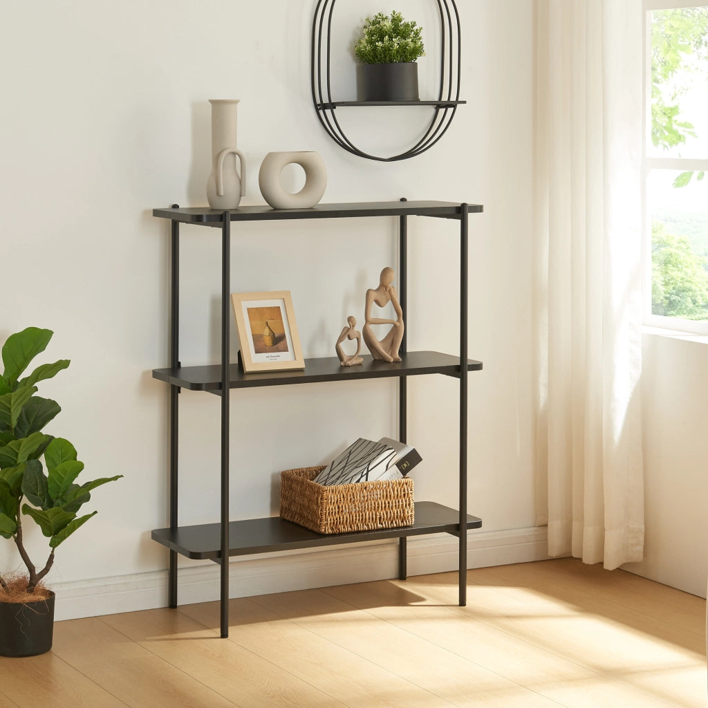 Scaffale Samnanger Libreria a 3 Ripiani - Nero [en.casa]