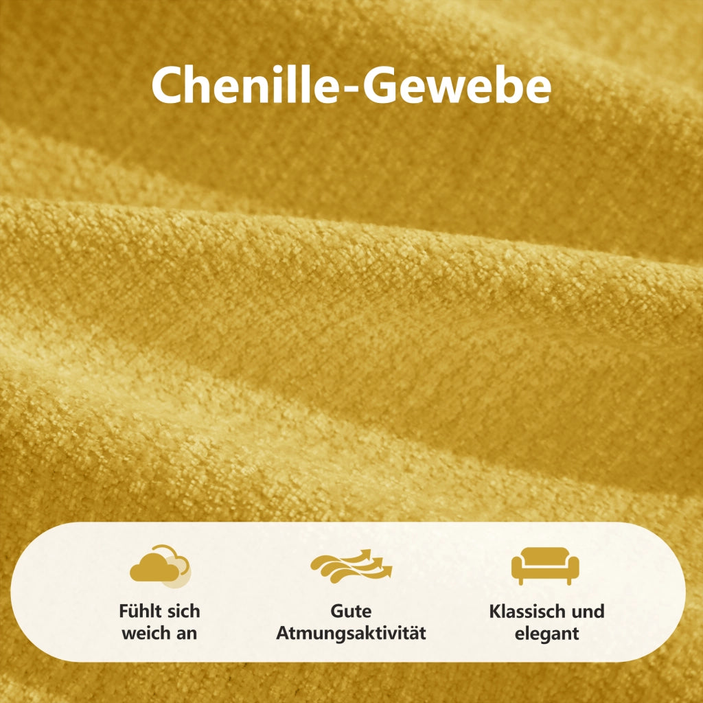 Divano modulare a U in chenille con seduta ampia e profonda senza montaggio per soggiorno giallo 334 × 160 × 68 cm