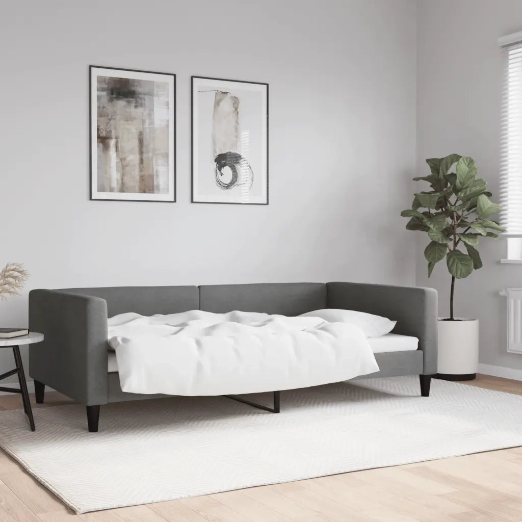 Letto da Giorno Grigio Scuro 100x190 cm in Tessuto 353999