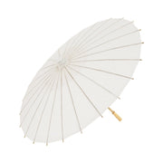 Trade Shop - Ombrello Bambu Bianco 20 Cm Carta Legno Sposa Wedding Matrimonio Ombrellino -
