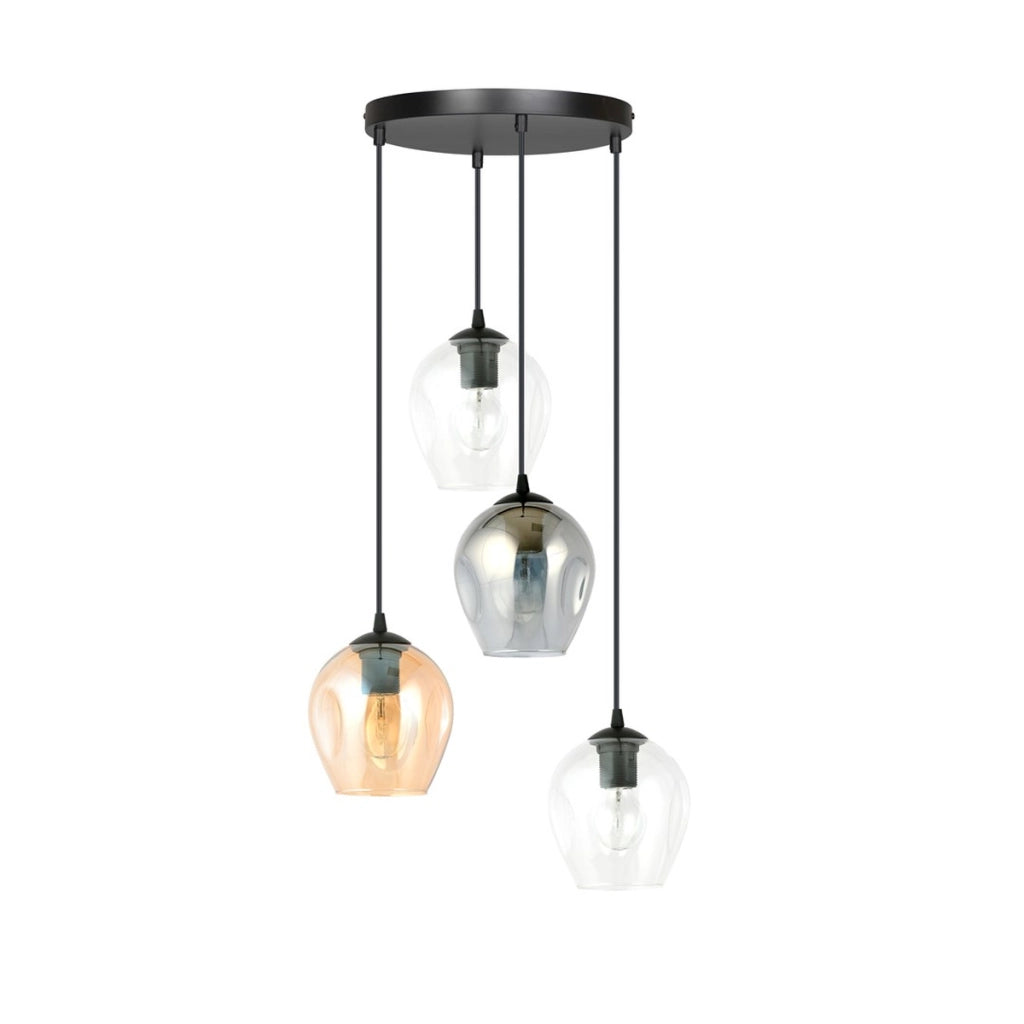 Lampada a sospensione ISTAR in acciaio nero e vetro mix
