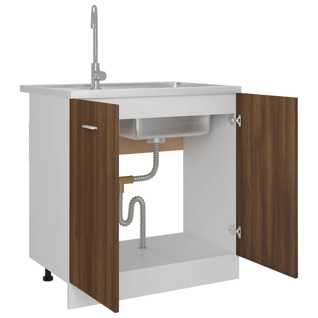 Mobiletto Rovere Marrone 80x46x81,5 cm in Legno Multistrato cod mxl 78653