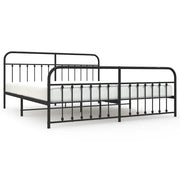 Letto matrimoniale | Letto per adulti | Giroletto con Testiera e Pediera Metallo Nero 200x200 cm
