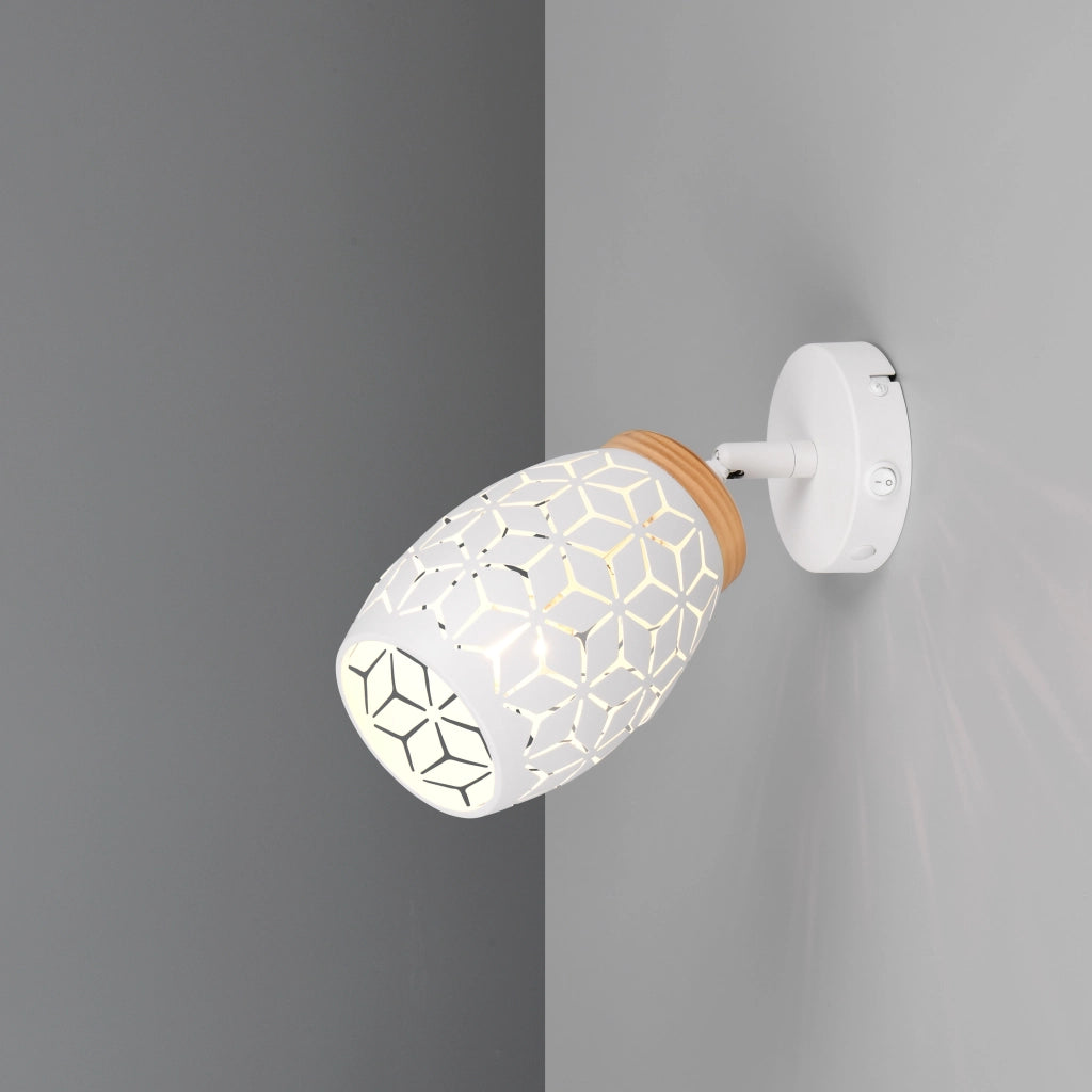 SPOT E14 BIDAR H17CM BIANCO/LEGNO