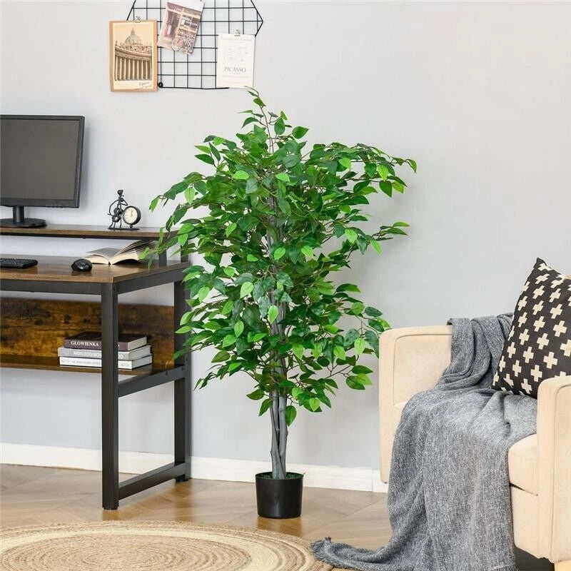 PIANTA ARTIFICIALE DI FICUS ALTA 135CM CON VASO IN COLORE VERDE