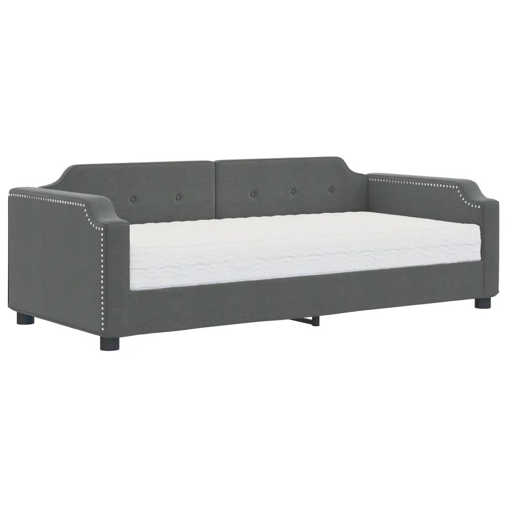Divano Letto con Materasso Grigio Scuro 90x200 cm in Tessuto 3197617
