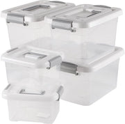 Contenitore di archiviazione trasparente con coperchio 6 pezzi - Pieghevole - Ergonomici manici - Per soggiorno/camera da letto/garage - Spaziale risparmio - Contenitori di archiviazione