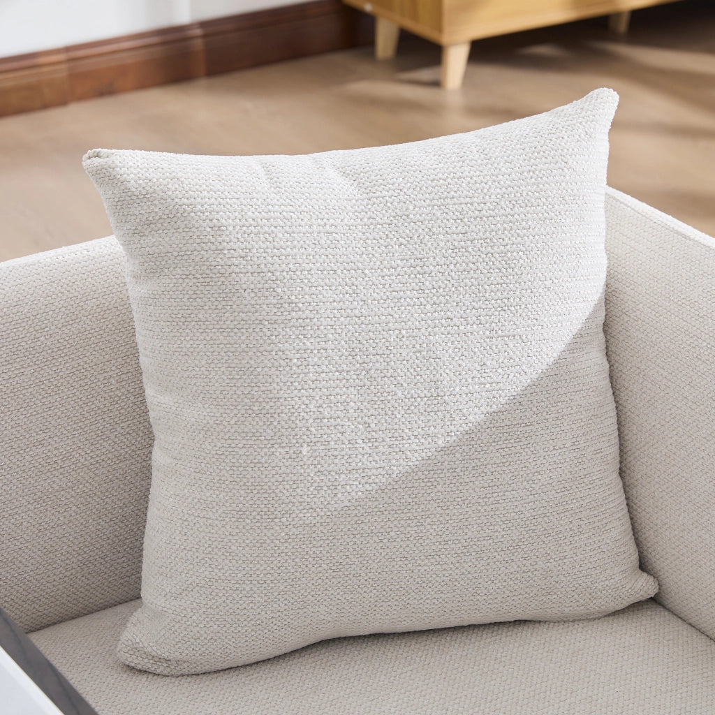Poltrona relax con tavolino laterale e tasche portaoggetti - in chenille beige
