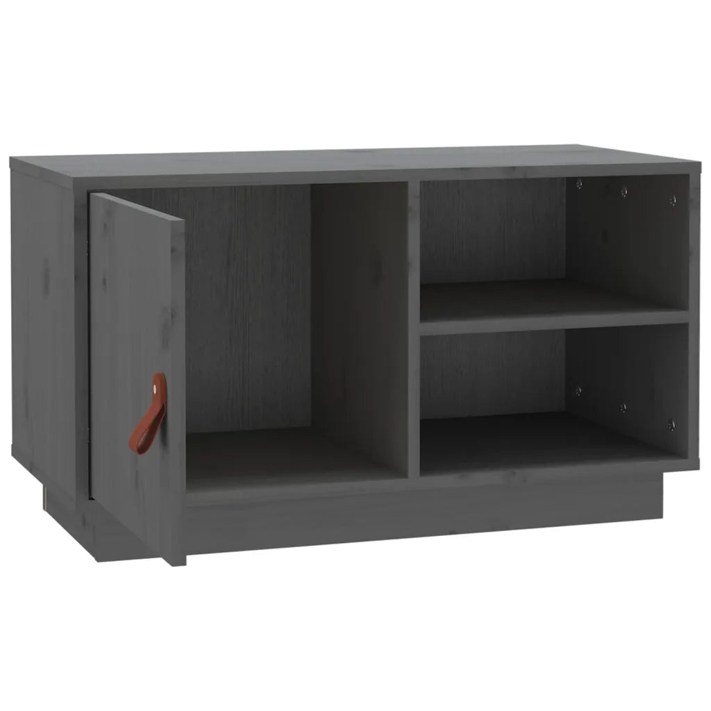 Mobile Porta TV Grigio 70x34x40 cm in Legno Massello di Pino 818237