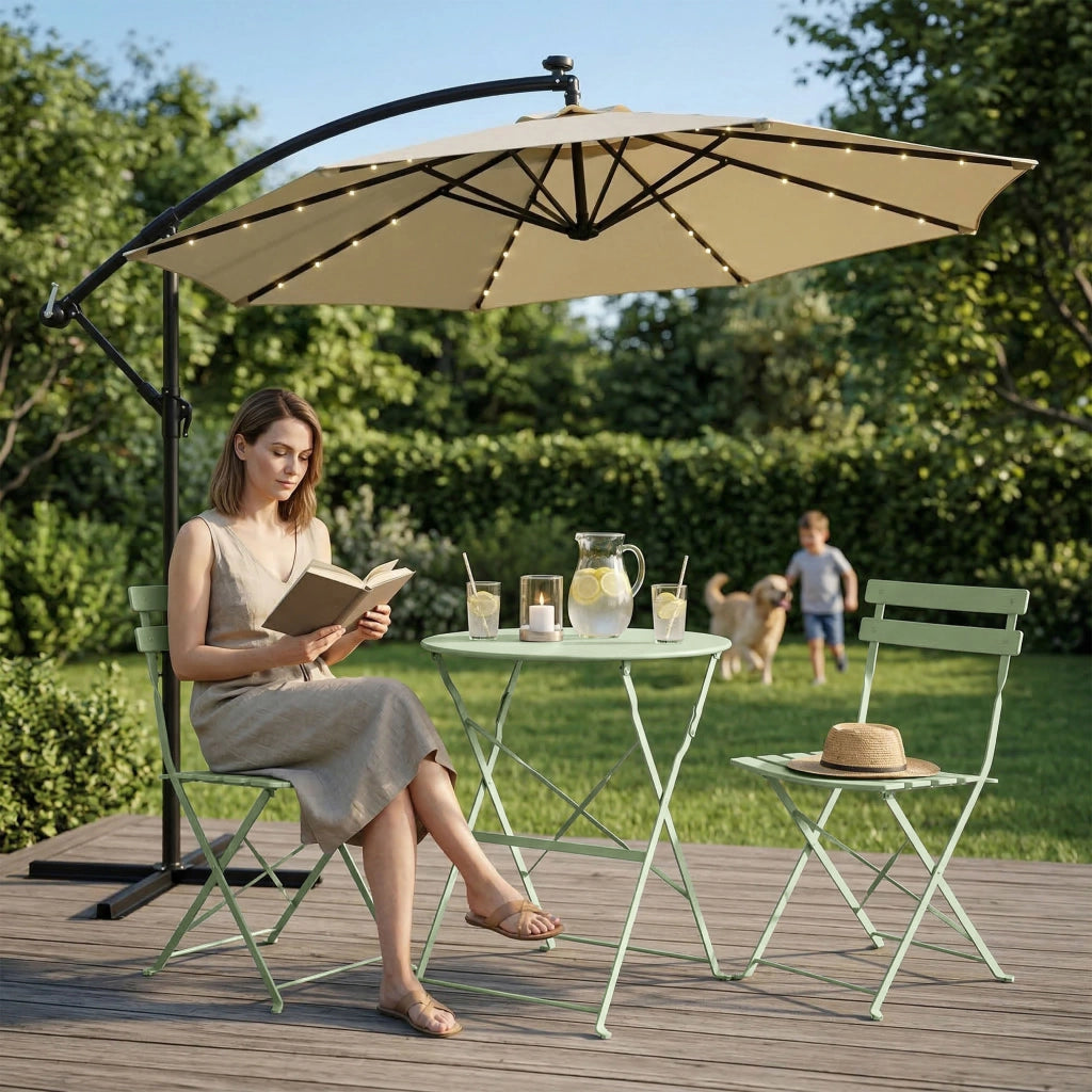 Set di mobili da balcone ORION Tavolo rotondo e 2 sedie nel fresco verde