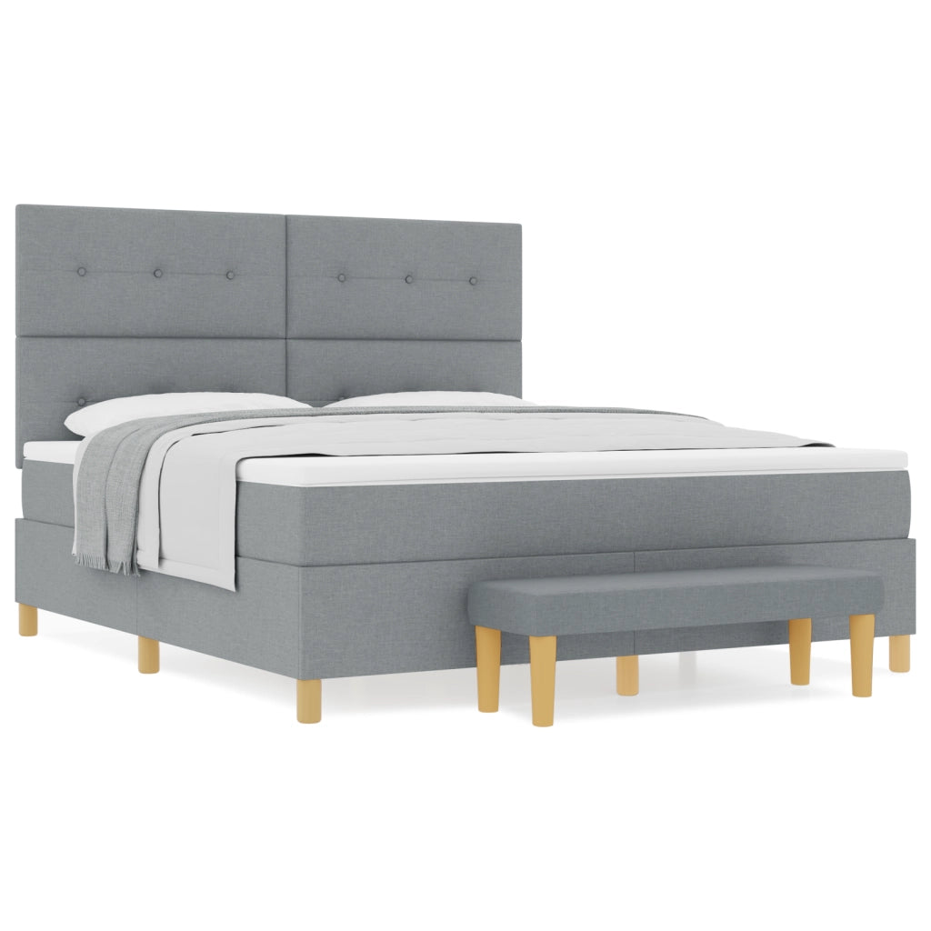 Letto a Rete con Materasso e Panchina Grigio Chiaro 180x200 cm Tessuto