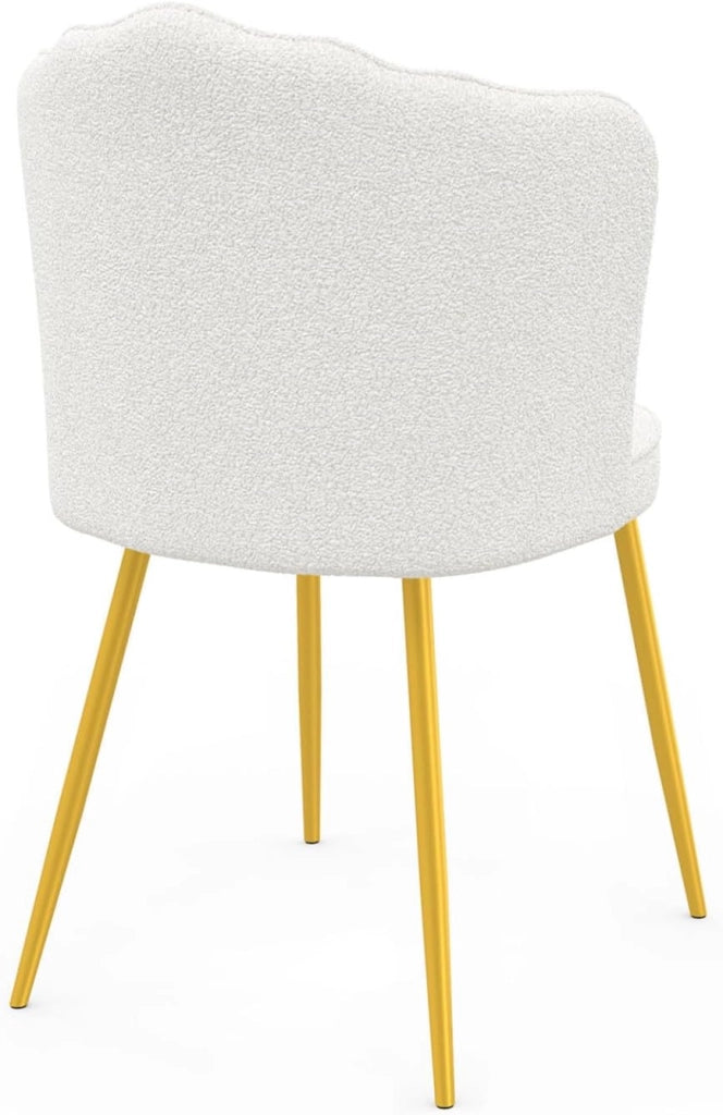 Set di 2 sedie ADELAIDE a guscio riccio bianco con gambe dorate