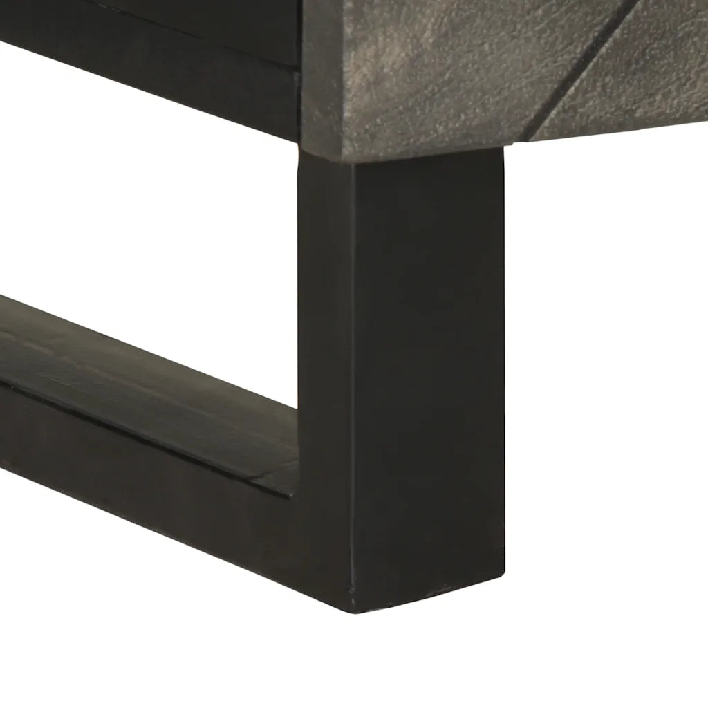 Comodino-Tavolino da notte Nero 50x33x60 cm in Legno Massello di Mango 860132