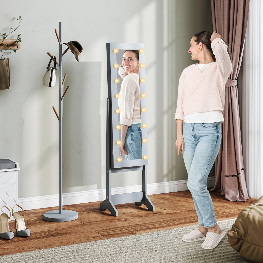 Armadio Joyero con Luci LED e Specchio a Pieno ¨C zephmum ¨C Grigio