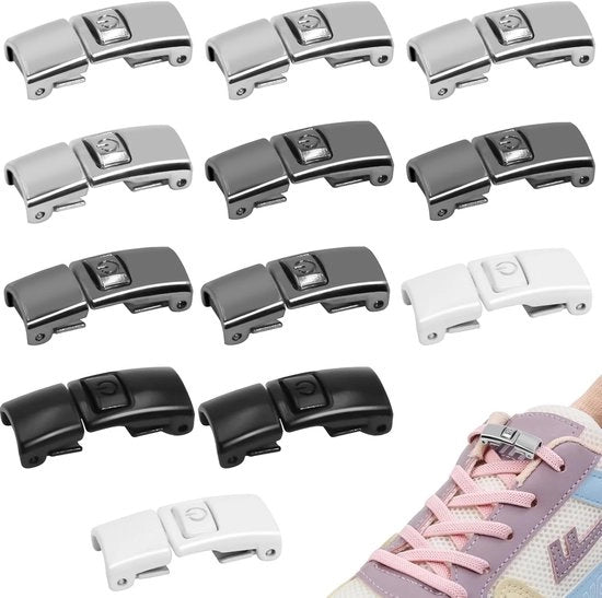Viti per Cavi - Chiusura Rapida - 12 pezzi - Nero/Bianco/Argento/Nero Scuro
