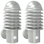 Applique per Esterno con Sensore 2 pz Argento in Acciaio Inox CFW3551199