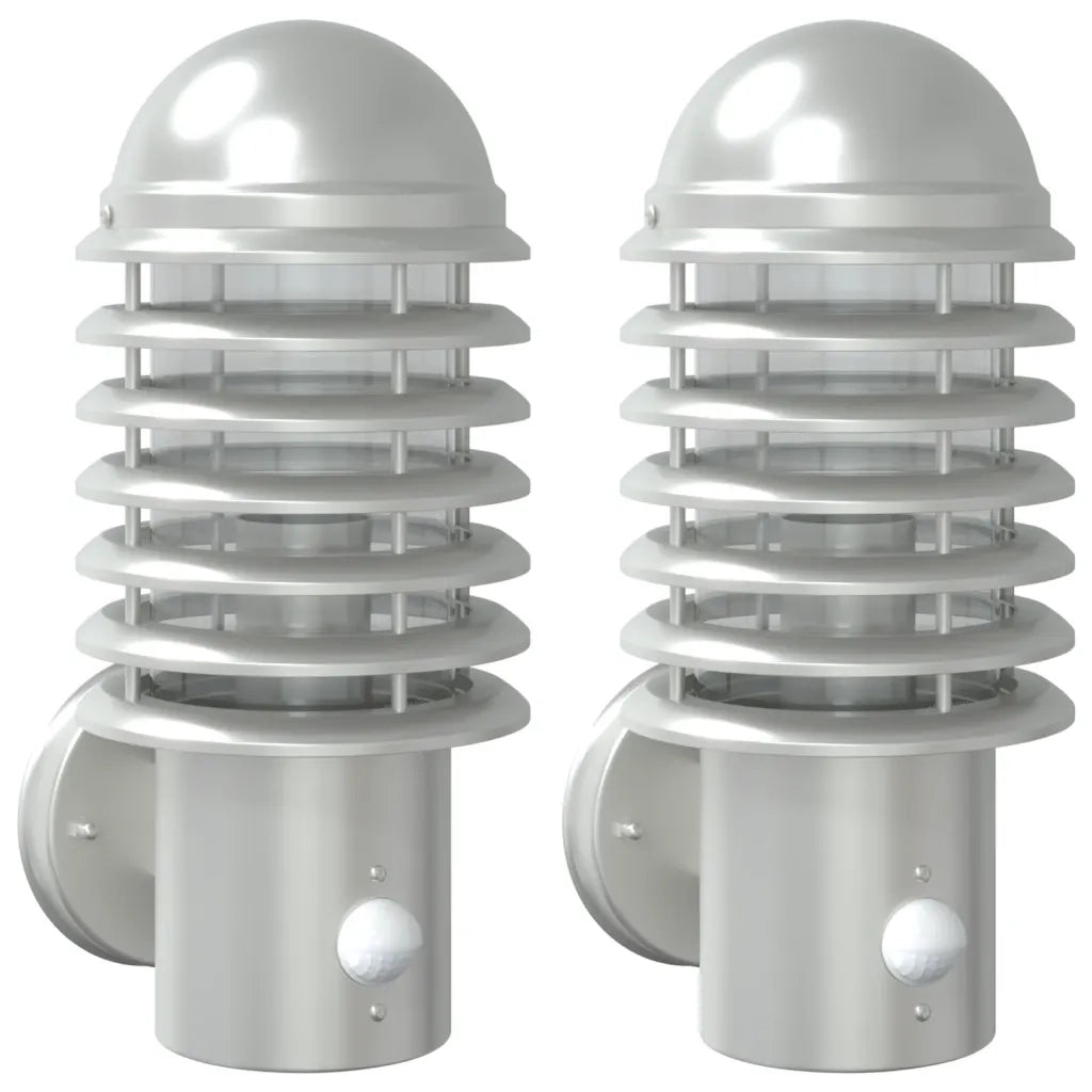 Applique per Esterno con Sensore 2 pz Argento in Acciaio Inox CFW3551199