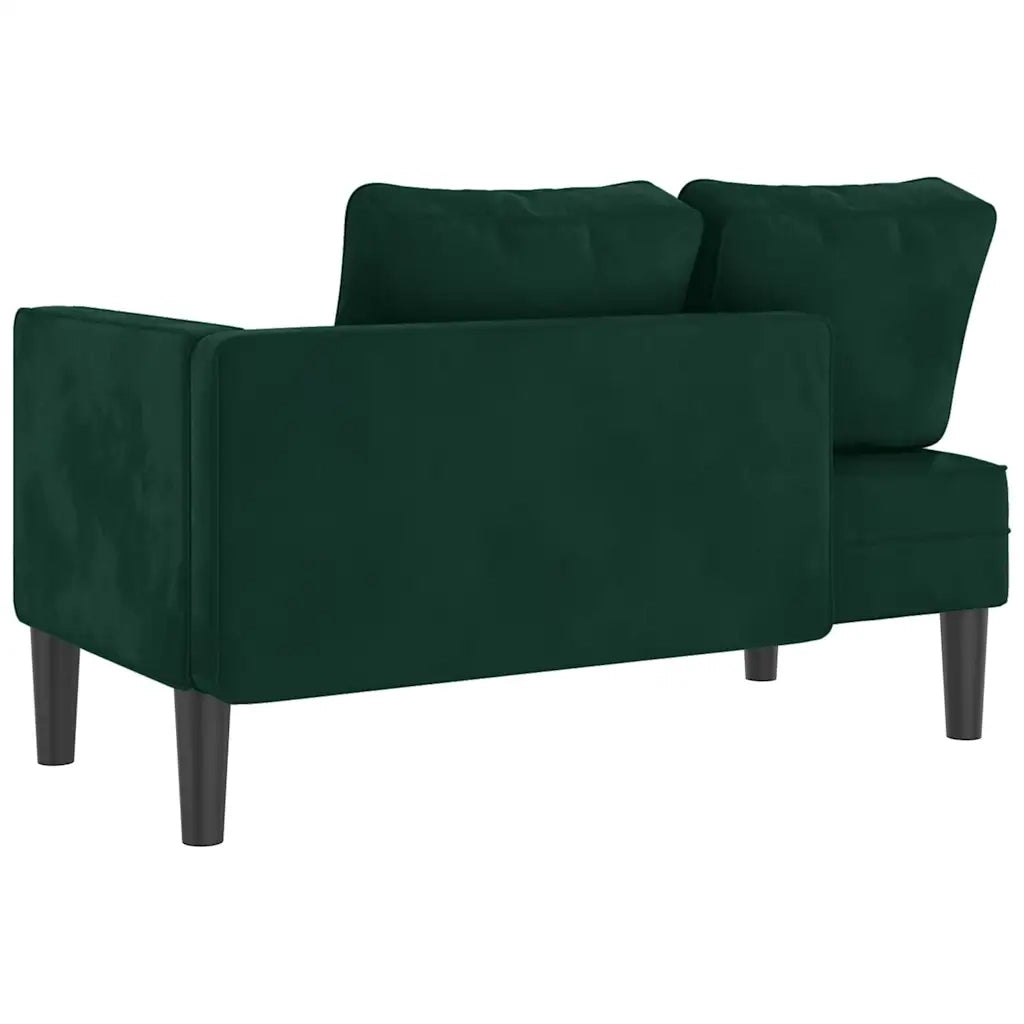 Chaise Longue con Cuscini Verde Scuro in Velluto CFW1254627