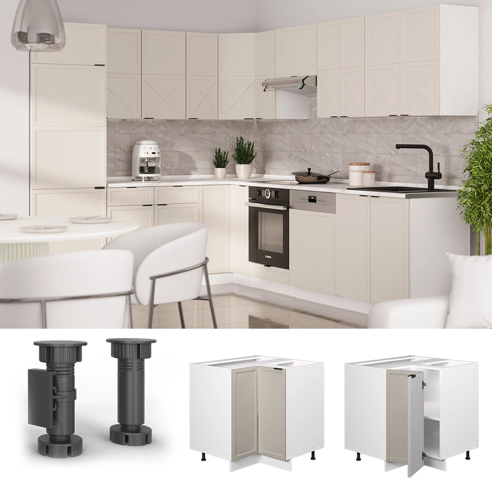 Mobile ad angolo cucina Fame-Line GrigioBeige/Bianco 80.5 cm, PL Marmo Vicco