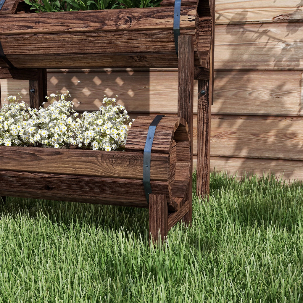 Jardiniere da balcone con griglia 2 livelli ¨C Zephmum ¨C 42x49x80 marrone