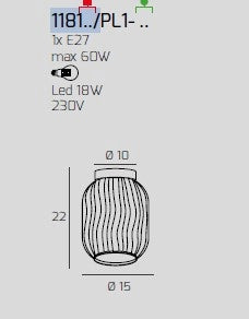 PLAFONIERA OTTONE SATINATO 1 LUCE VETRO AMBRA 1181OS-PL1-AM