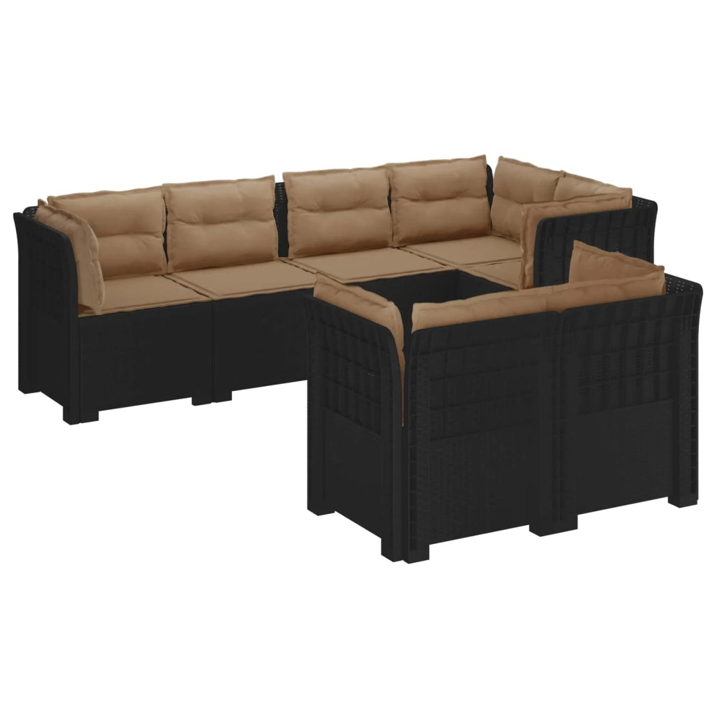 Divano 7 Posti da Giardino con Cuscini Aspetto Rattan PP 3444160
