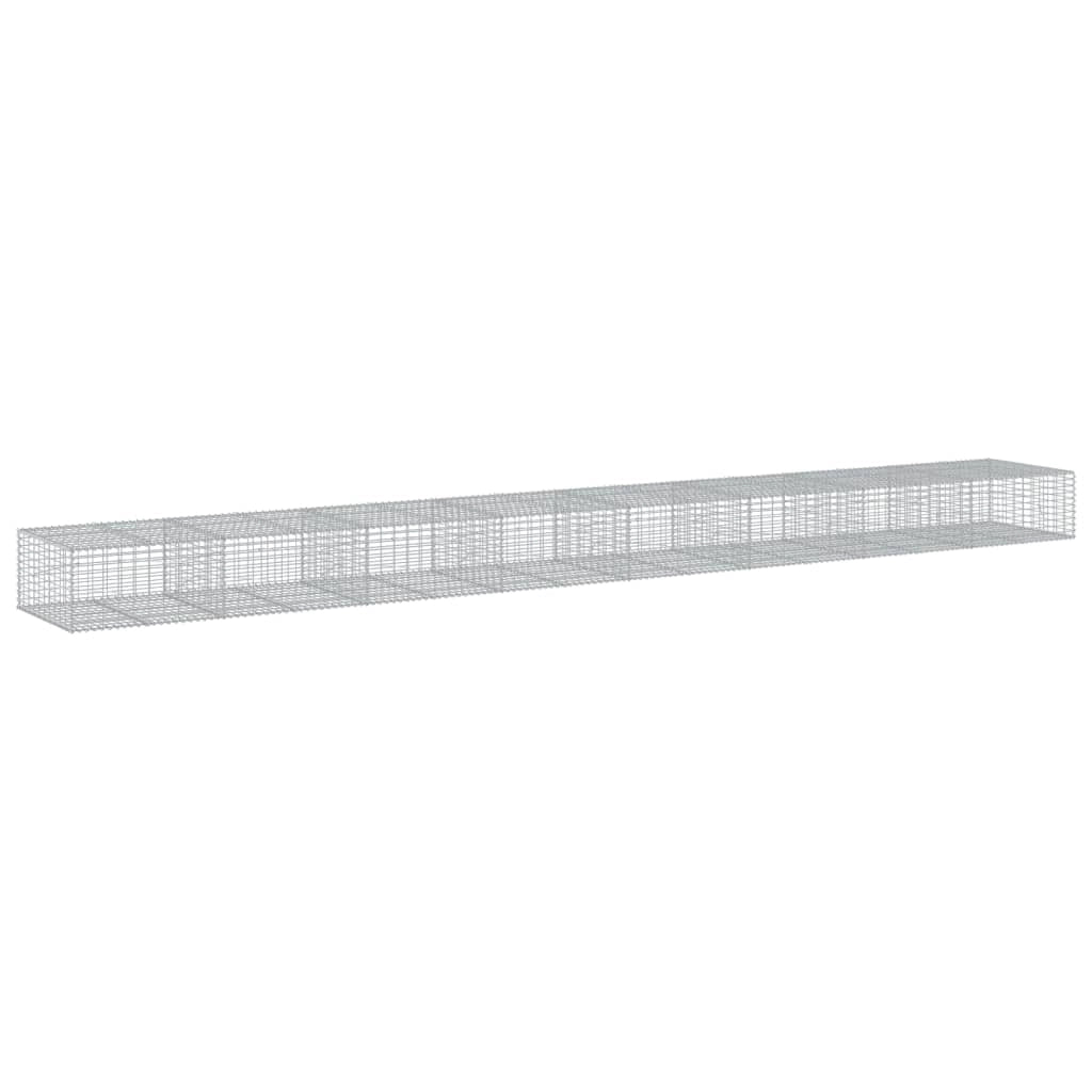 Gabbione recinto a gabbia muro di contenimento con coperchio 800 x 100 x 50 cm ferro zincato argento 02_0040202