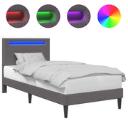 Letto singolo | Letto per adulti | Struttura del letto con testiera Grigio 90 x 190 cm Similpelle