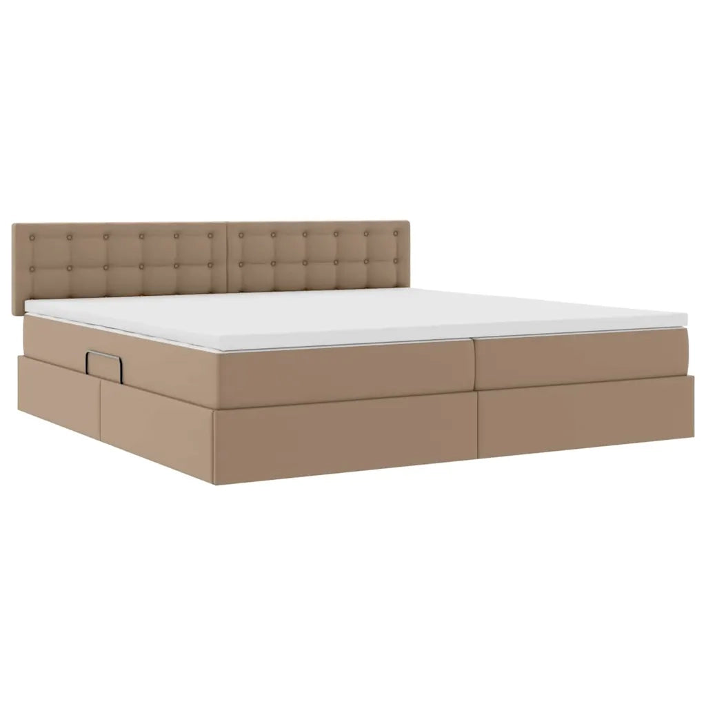 Letto con contenitore e materasso Cappuccino 200 x 200 cm 3370412
