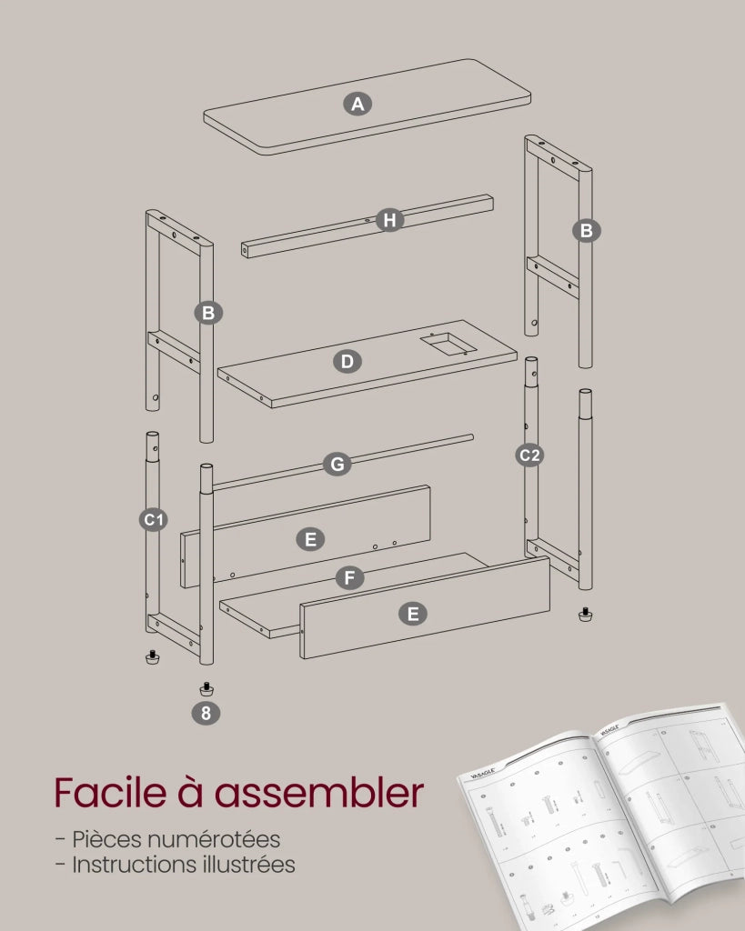 Tavolino sottile con multipresa 18 x 45 x 58 cm comodino a 3 ripiani tavolino per piccoli spazi portariviste soggiorno camera da letto ufficio tavolini laterali nero 12_0007556