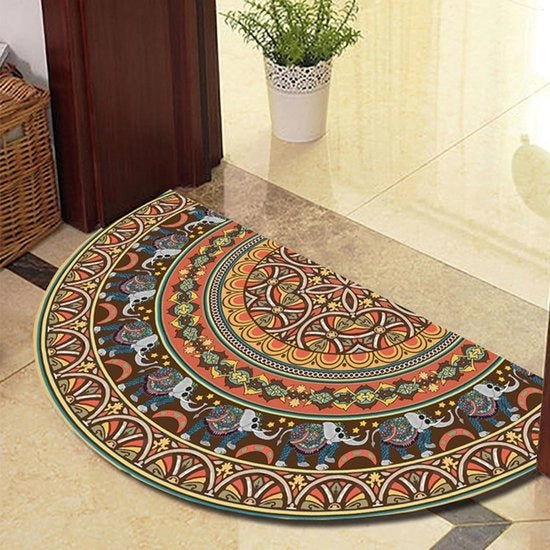 Tappeto da cucina a forma di mezza luna - Soglia 40x60 cm - Blu elefante - Antiscivolo & lavabile