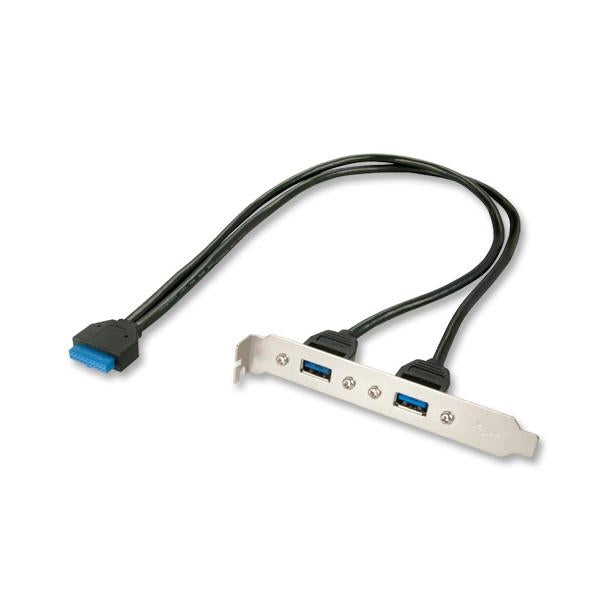 Staffa USB 3.0, - 2 porte USB 3.0 su staffa - connessione interna ad una porta IDC 20 poli - Lunghezza cavo: 40cm