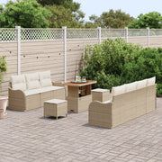 Set di Divani da Giardino  10 Pezzi con Cuscini Beige Polyrattan Acacia