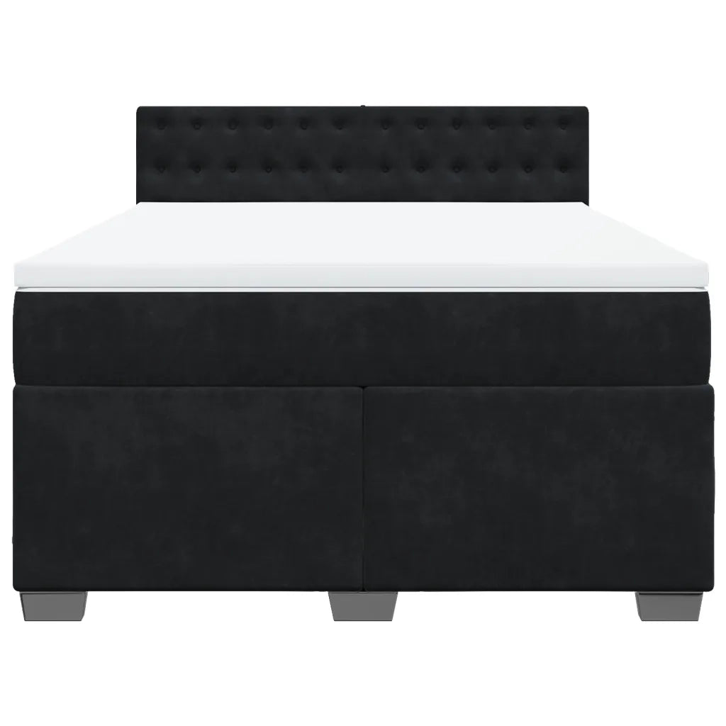Giroletto a Molle con Materasso Nero 140x200 cm in Velluto