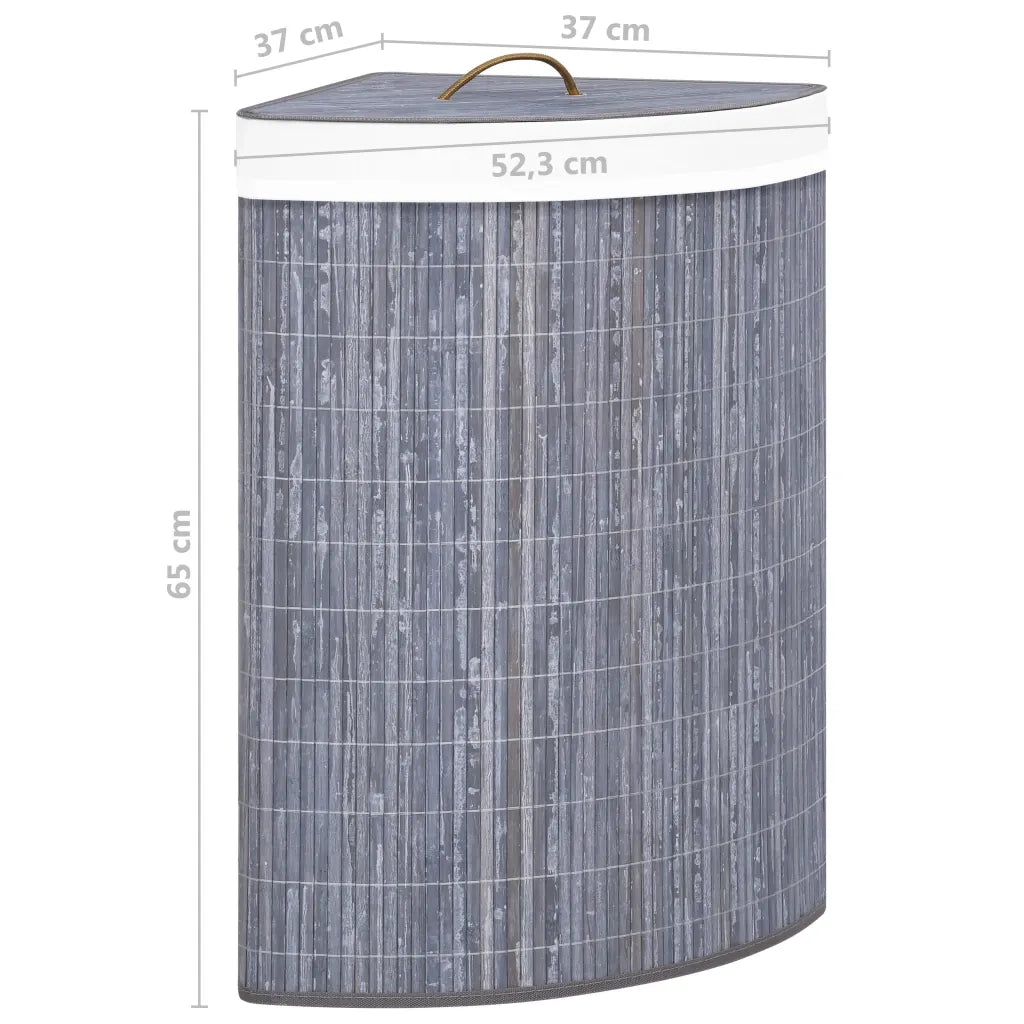 Cesto Portabiancheria Angolare in Bambù Grigio 60 L 320761