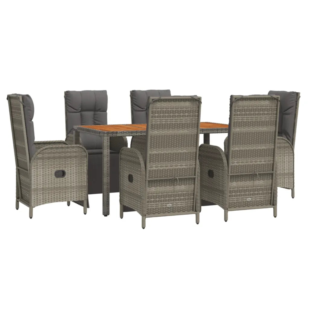 Set da Pranzo da Giardino 7 pz con Cuscini in Polyrattan Grigio 3185047