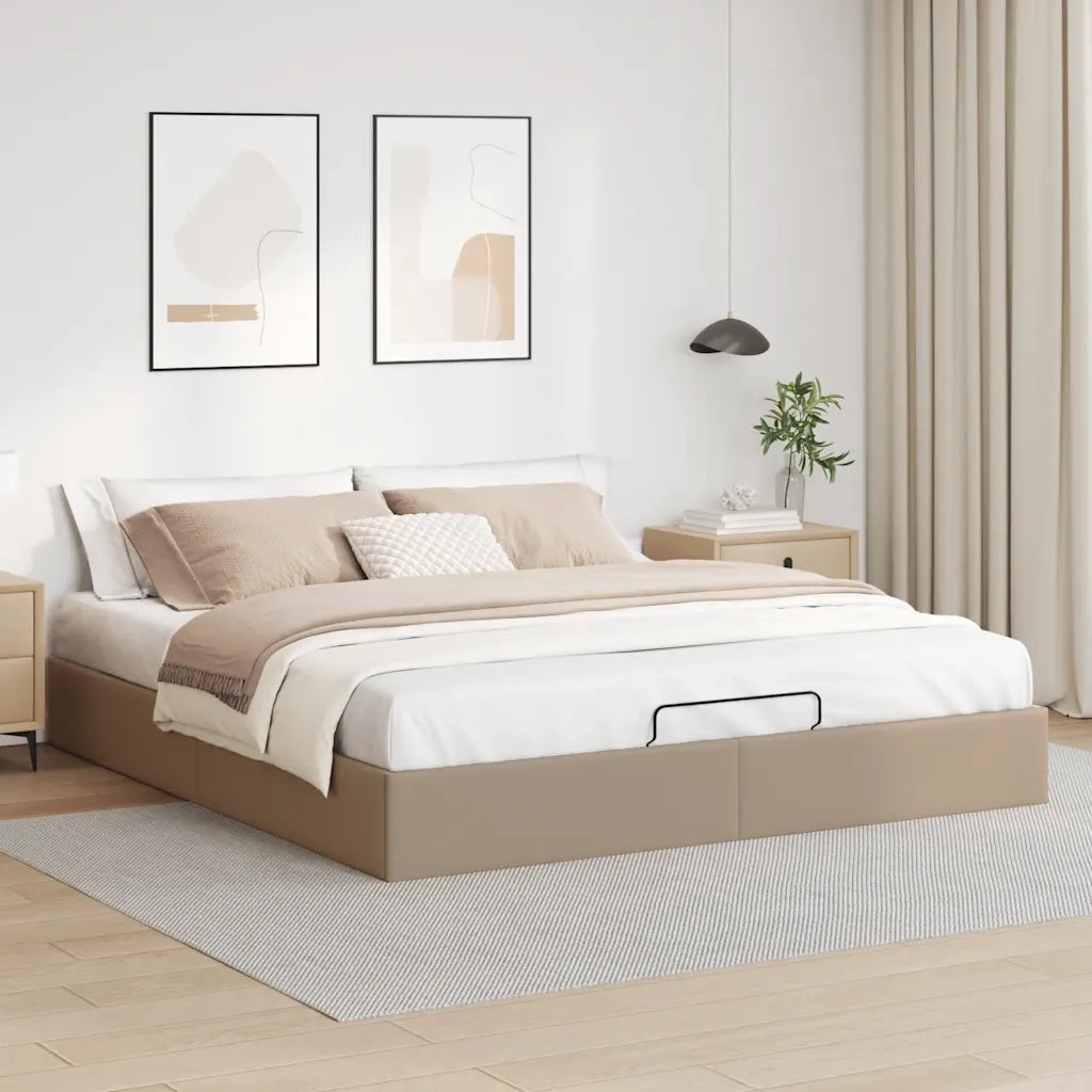 Struttura Letto Pouf senza Materasso-Giroletto con contenitore 200x200 cm Similpelle 890896