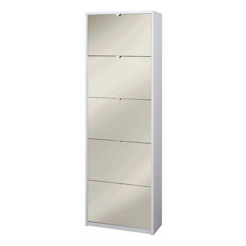 Scarpiera 5 Ante Specchio P29 Kit Bianco Fiammato cm 63x29x190h - Sarmog