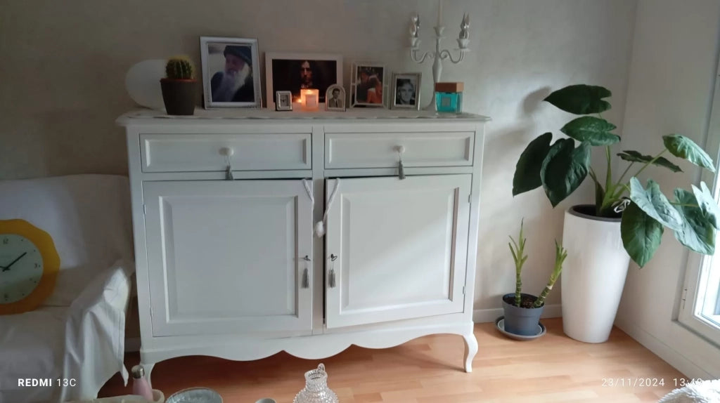 Madia credenza legno shabby 2 porte bianco 145x49x116h (1424) - Mobili 2G