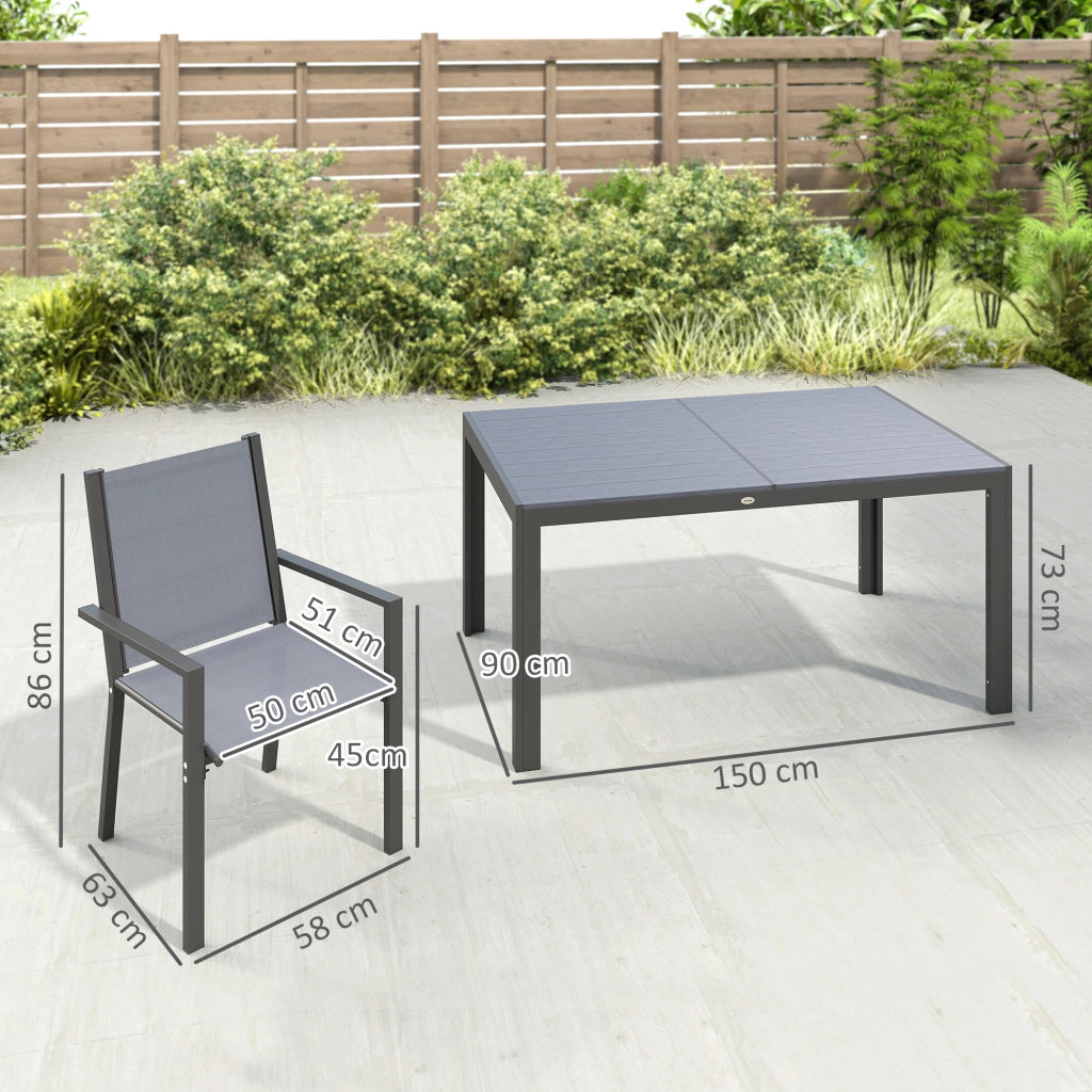 Set Tavolo e Sedie da Giardino ¨C zephmum ¨C Grigio Chiaro, Acciaio