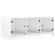 Tavolino da salotto | Tavolino da caff¨¨ | Tavolino da Soggiorno con Ante in Vetro Bianco 102x50x42 cm